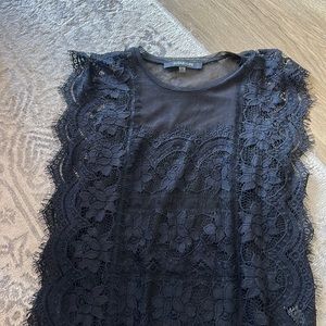 Sugar + Lips black lace sleeveless blouse